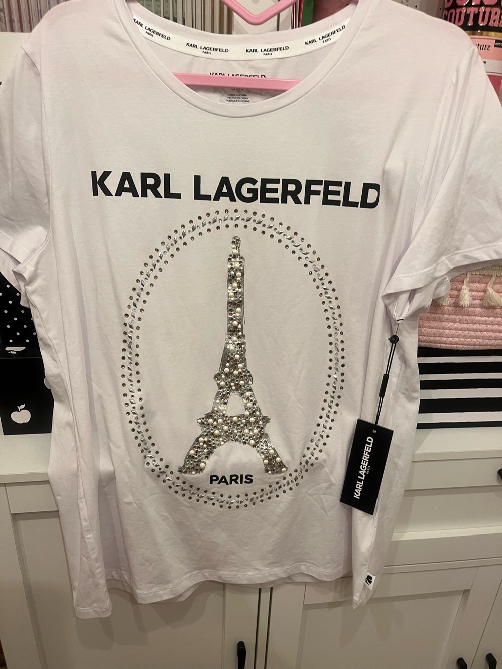 Karl Lagerfeld woman’s embellished logo Top